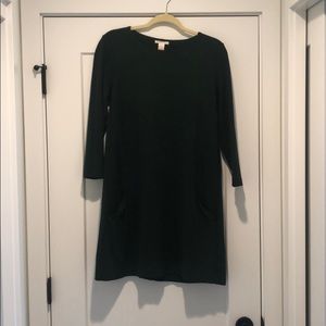 H&M dark green shift dress
